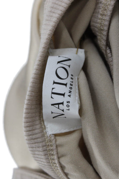 Nation Los Angeles Women Camisole Beige Round Neck Sleeveless Size L