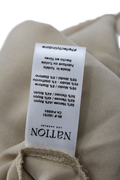 Nation Los Angeles Women Camisole Beige Round Neck Sleeveless Size L