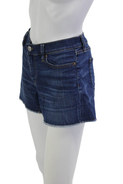 J Crew Unisex Shorts Dark Blue Button Solid Cotton Blend Beach Size 28