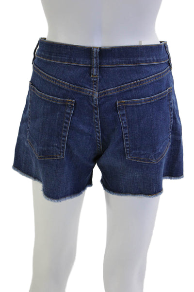J Crew Unisex Shorts Dark Blue Button Solid Cotton Blend Beach Size 28