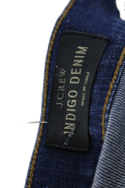 J Crew Unisex Shorts Dark Blue Button Solid Cotton Blend Beach Size 28