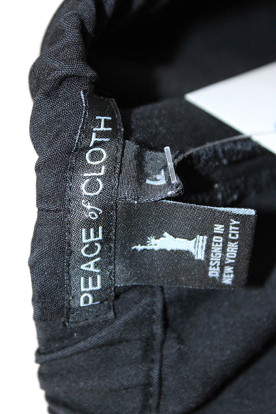 Peace of Cloth Women Dress Pants Black Cotton Linen Size L