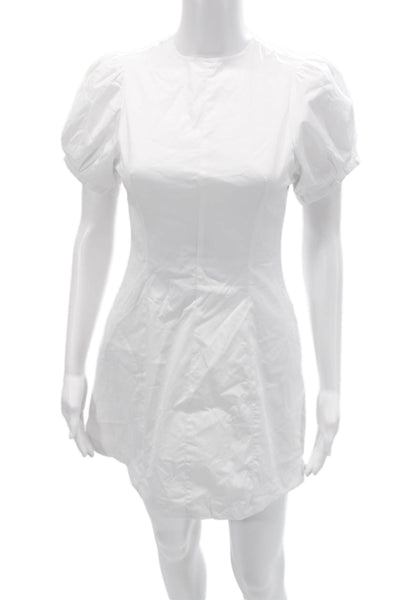 Weworewhat Women Mini Shirt Dress White Short Sleeve Crew Neck Size XS