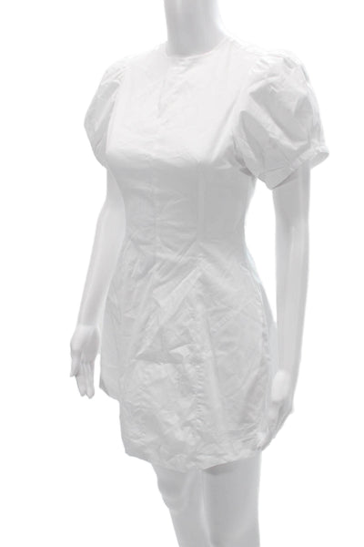 Weworewhat Women Mini Shirt Dress White Short Sleeve Crew Neck Size XS