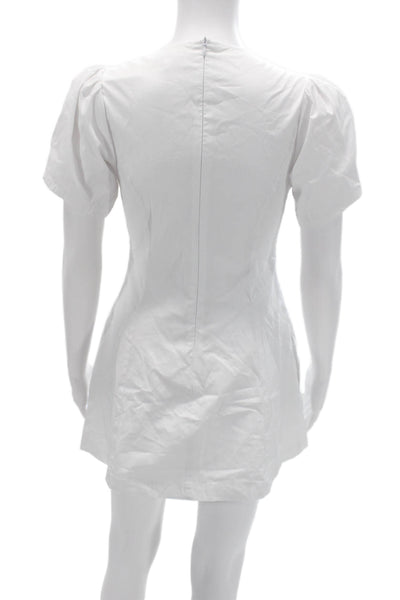 Weworewhat Women Mini Shirt Dress White Short Sleeve Crew Neck Size XS