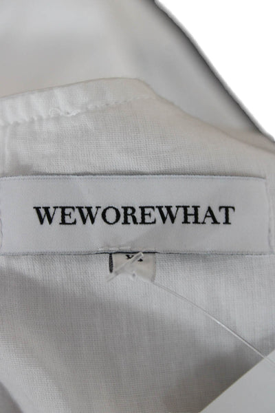 Weworewhat Women Mini Shirt Dress White Short Sleeve Crew Neck Size XS