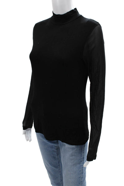 Warehouse Womens Basic Black Mock Neck Long Sleeve Top 100% Polyester Size 12