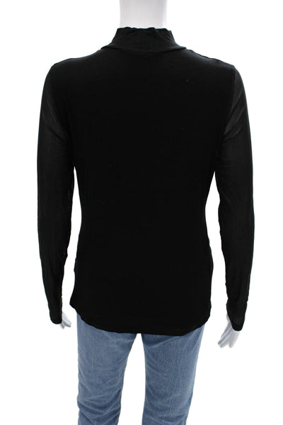 Warehouse Womens Basic Black Mock Neck Long Sleeve Top 100% Polyester Size 12