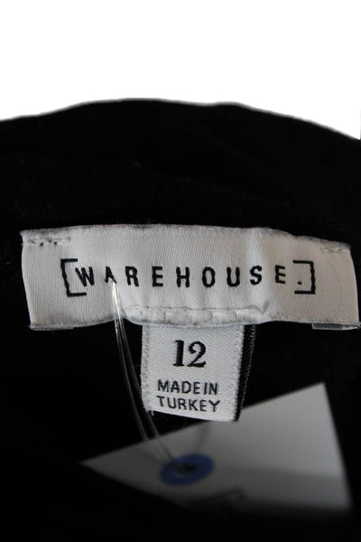 Warehouse Womens Basic Black Mock Neck Long Sleeve Top 100% Polyester Size 12