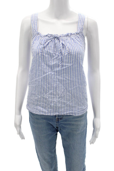 Lake Women Light Blue Striped Cotton Camisole Square Neck Size M
