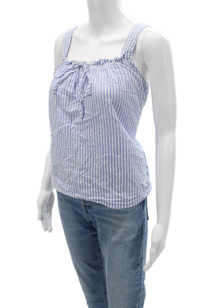 Lake Women Light Blue Striped Cotton Camisole Square Neck Size M