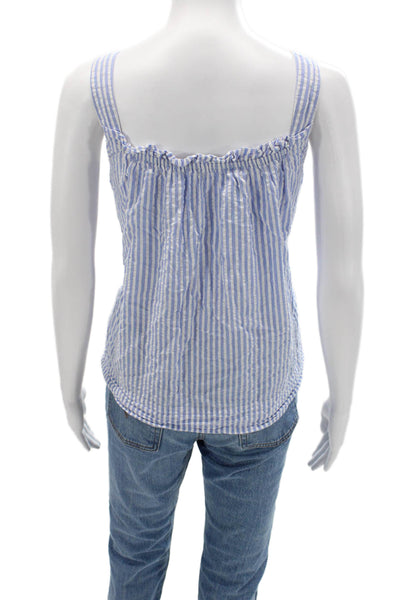 Lake Women Light Blue Striped Cotton Camisole Square Neck Size M