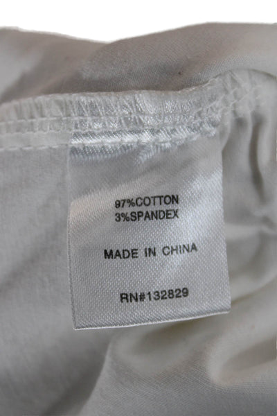 Superdown Women White Solid Zip Long Sleeve Cotton Spandex Blouse Size M