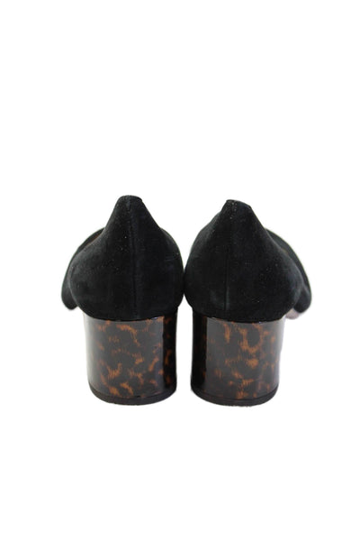 Ann Taylor Womens Round Toe Tortoise Shell Block Heel Pumps Black Size 11