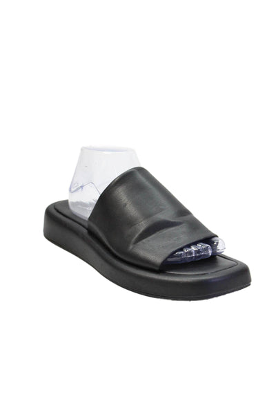 Dolce Vita Womens Leather Open Toe Slip On Platform Sandals Black Size 11