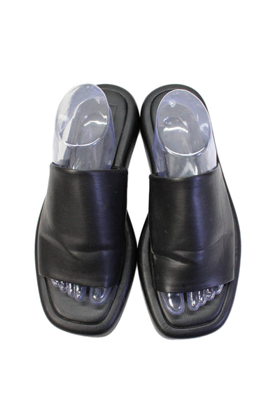 Dolce Vita Womens Leather Open Toe Slip On Platform Sandals Black Size 11