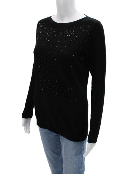Metric Knits Womens Pullover Sweater Black Viscose Blend Long Sleeve Size M
