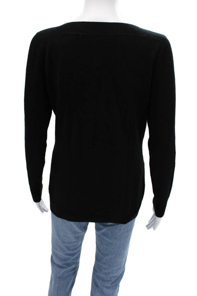 Metric Knits Womens Pullover Sweater Black Viscose Blend Long Sleeve Size M
