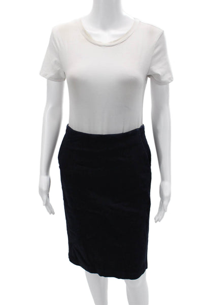 Ralph Lauren Women Dark Blue Straight Pencil Skirt Cotton Knee Length Size 4