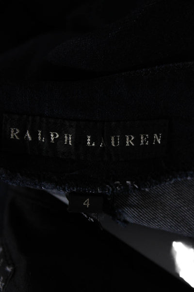 Ralph Lauren Women Dark Blue Straight Pencil Skirt Cotton Knee Length Size 4