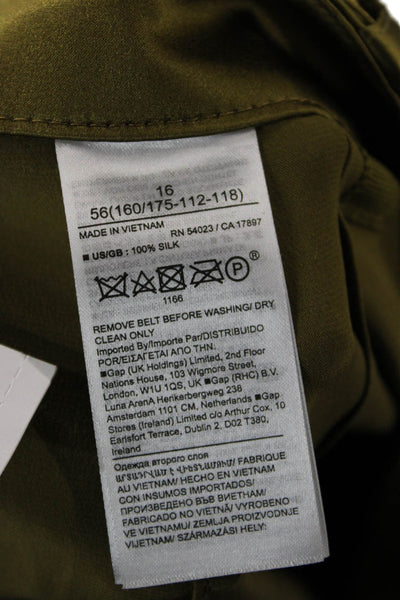 Banana Republic Womens Cropped Cargo Silk Pants Green Solid Buckle Size 16