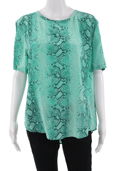 Equipment Femme Women Silk Animal Print Short Sleeve Crew Neck Blouse Size L