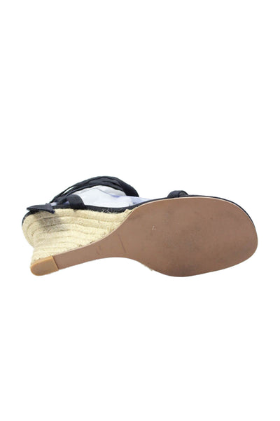 Reformation Womens Open Toe Espadrille Wedge Heels Black Size 9