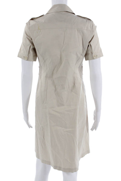 Brooks Brothers Womens Shirt Dress Beige Short Sleeve Knee Length Size 0P