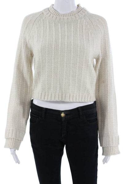 DH New York Women Beige Striped Pullover Sweater Crew Neck Long Sleeve Size XS