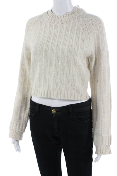 DH New York Women Beige Striped Pullover Sweater Crew Neck Long Sleeve Size XS
