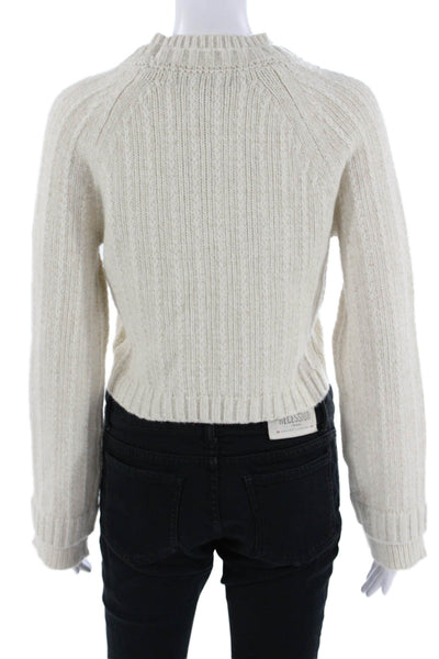 DH New York Women Beige Striped Pullover Sweater Crew Neck Long Sleeve Size XS