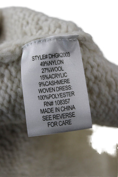DH New York Women Beige Striped Pullover Sweater Crew Neck Long Sleeve Size XS