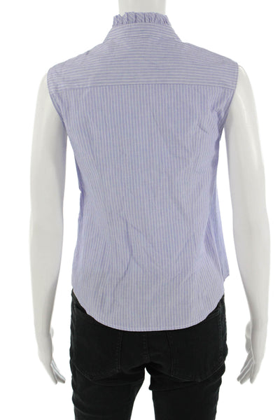 Drew Womens Sleeveless Striped High Neck Blouse Light Blue Size XS