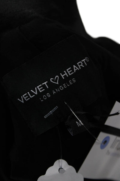Velvet Heart Women Classic Black Collared Polyester Blazer Long Sleeve Size M