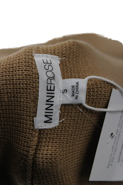 Minnie Rose Womens Beige Biker Jacket Collared Button Long Sleeve Size S