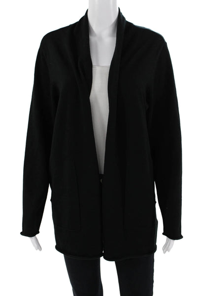 Metric Knits Unisex Cardigan Black Button Front Sweater Size XL