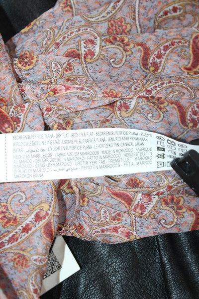 Zara Women Cropped Paisley Mock Neck Long Sleeve Blouse Multi-Color Size S