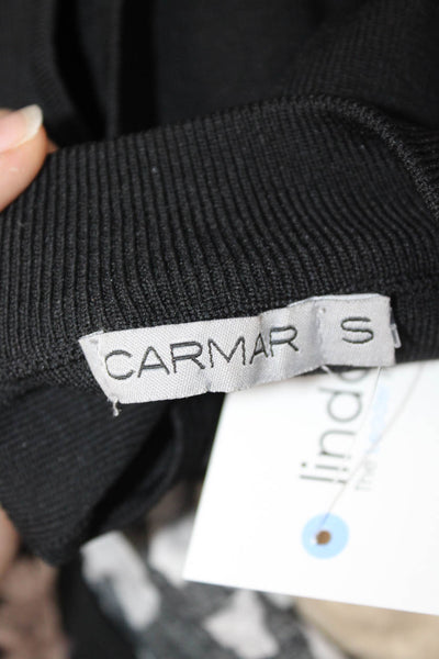Carmar Womens Cropped Mock Neck Sleeveless Tank Black Rayon Nylon Size S