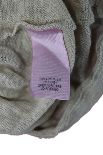 Calypso Saint Barth Women Jersey V-Neck Linen Tee Beige Short Sleeve Size L