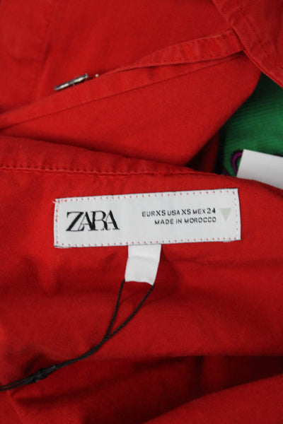 Zara Women Cropped Collared Sleeveless Button-Up Top Red Size XS