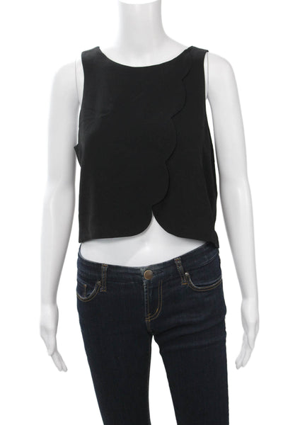 Club Monaco Womens Cropped Tank Black Round Neck Sleeveless Size 6
