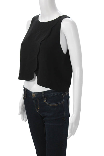 Club Monaco Womens Cropped Tank Black Round Neck Sleeveless Size 6