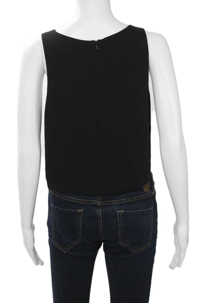 Club Monaco Womens Cropped Tank Black Round Neck Sleeveless Size 6