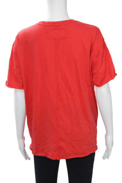 We The Free Womens Basic Red Cotton Crew Neck T-Shirt Size XS