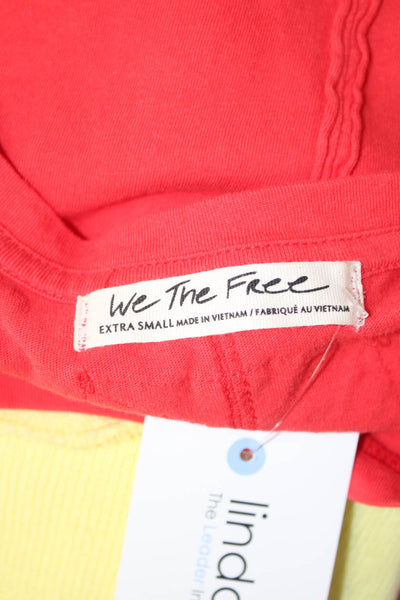 We The Free Womens Basic Red Cotton Crew Neck T-Shirt Size XS