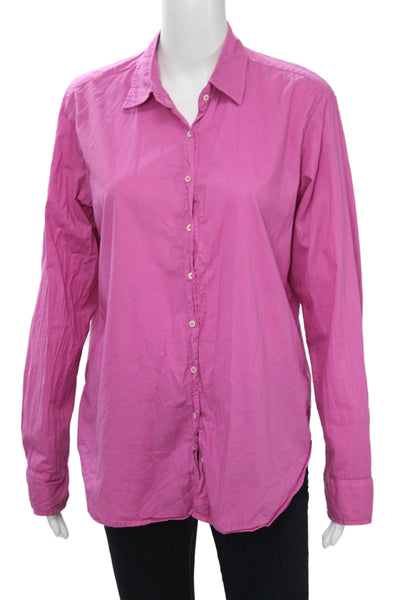 Xirena Women Collared Button-Up Pink Cotton Long Sleeve Size S
