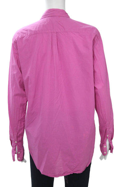 Xirena Women Collared Button-Up Pink Cotton Long Sleeve Size S