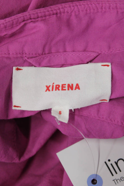 Xirena Women Collared Button-Up Pink Cotton Long Sleeve Size S
