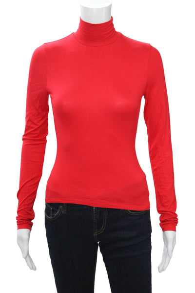 Lovers + Friends Womens Basic Red Turtleneck Longsleeve Rayon Tee Size XS