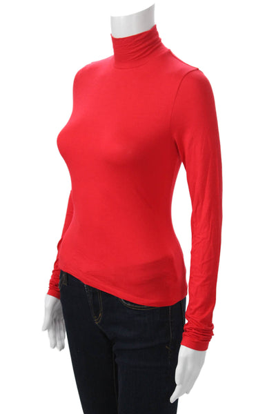 Lovers + Friends Womens Basic Red Turtleneck Longsleeve Rayon Tee Size XS